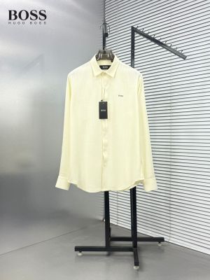 Hug Boss Linen Yellow Premium Shirt With Brand Box Packing F3953-YE
