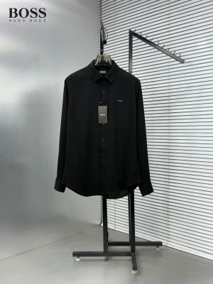 Hug Boss Linen Black Premium Shirt With Brand Box Packing F3953-BL