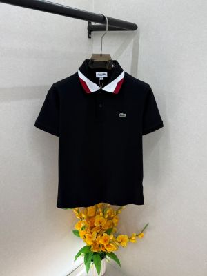 Lacost Black Polo Premium Collar Neck T-shirt F5019-BL