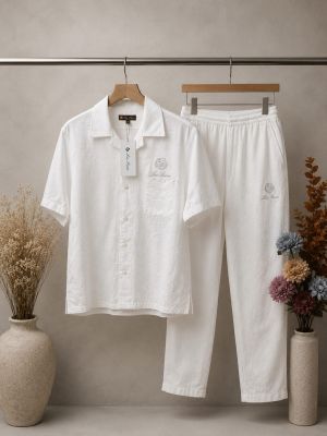 Loro Pian a White Premium Tracksuit with Soft Cotton Fabri nd Embroidered Logo 4352