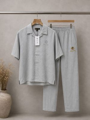 Loro Pian a Light Grey Premium Tracksuit with Soft Cotton Fabric and Embroidered Logo 4354
