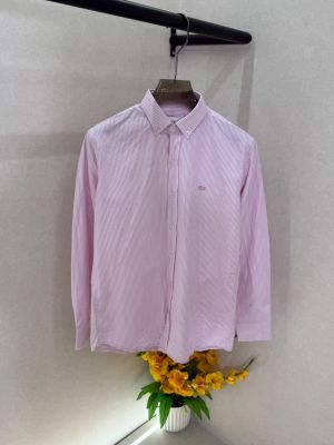 Lacost  Pink Lining Embroidery Logo Oxford Lycra Premium Shirt F3739-P2