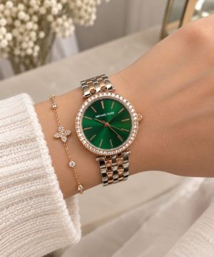 Michael l Kors Darci Square Diamond Two Tone Rosegold White