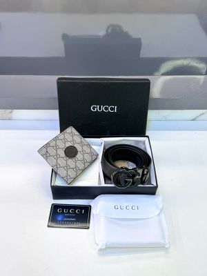 Gucc_ Black& Brown Belt & Wallet Combo Fa 1097