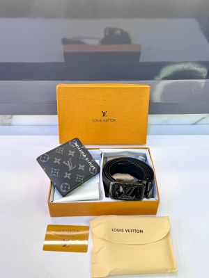 Lv_Loui_ Black Grey Wallet Belt Combo Fa 1089