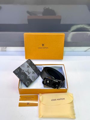 Lv_Loui Black Grey Wallet Belt Combo Fa 1093