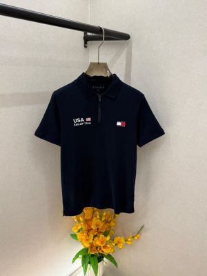 Tomm Hilfiger Navy Polo Premium Collar Neck T-shirt F5021-N1