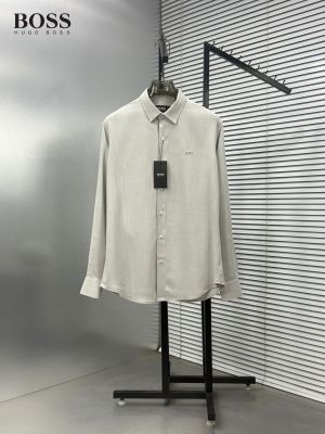 Hug Boss Linen Grey Premium Shirt With Brand Box Packing F3953-GY