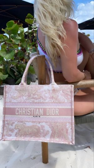 Dioor Book Tote Pink Toile De Jouy With OG Box & Dust Bag & Scarf (Pink Tiger - 574)