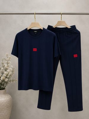 Boss Navy Premium Tracksuit with Soft Cotton Fabric nd Emboss Logo 4471