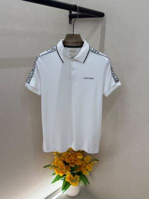 Calvi _Klein White Collar Neck Premium Polo T-shirt F5018-WH