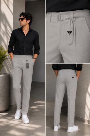 Prad Milano Grey 100% Imported Fabric Very Premium Trousers MR420
