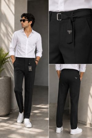 Prad Milano Black 100% Imported Fabric Very Premium Trousers MR420