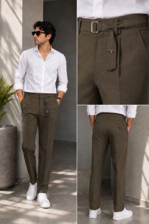 Prad Milano Brown 100% Imported Fabric Very Premium Trousers MR420