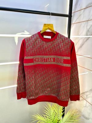 Christian Dio  Monogram Print Red Super Premium Imported Sweatshirts RED-M-1160