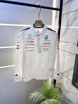 Adida White Polo Neck Full Sleeves Premium Collar T-shirt F5101-WH