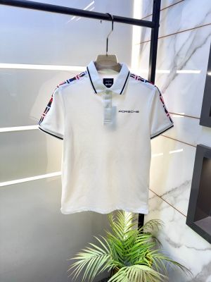 Boss x Porsche Edition White Polo Neck Premium Collar T-shirt F5103-WH