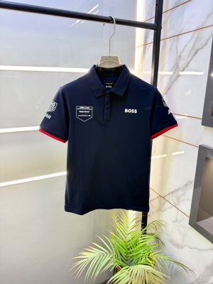 Boss x Porsche Edition Navy Polo Neck Premium Collar T-shirt F5103-NY