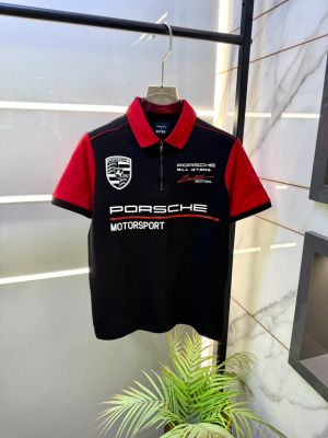 Boss x Porsche Edition Black Polo Neck Premium Collar T-shirt F5103-BL