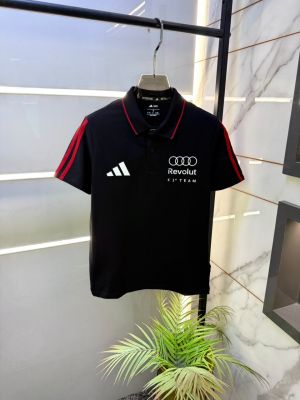 Adida Black Collar Neck Premium Printed Polo T-shirt F5104-BL