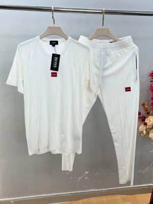Boss White Premium Tracksuit with Soft Cotton Fabric nd Emboss Logo 4470