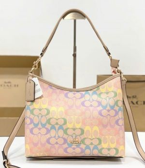 Coacch Laurel Shoulder Bag Rainbow Signature Canvas With OG Box Dust Cover 145