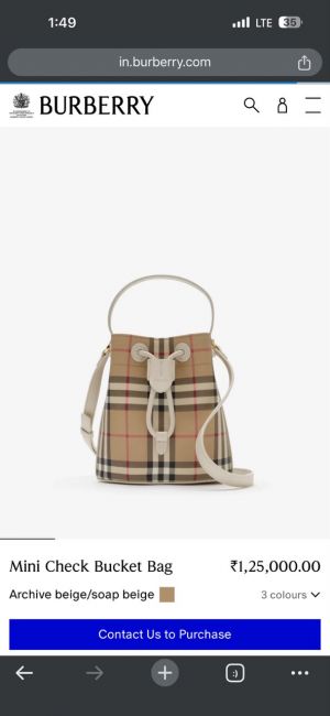 Burberrry Mini Check Bucket Bag Premium High End Quality With Original Box
