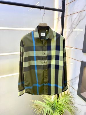 Burberr Green Premium Checks Shirt With Brand Box Packing and Carry Bag F3482-GR
