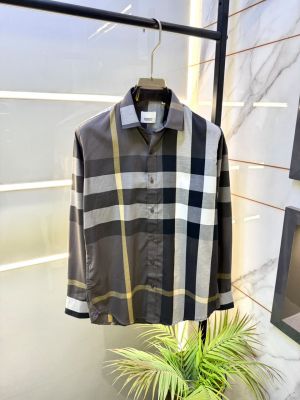 Burberr Grey Premium Checks Shirt With Brand Box Packing and Carry Bag F3482-GY