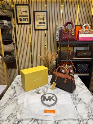 Michael Kor Ciara Medium Logo Satchel Bag With Box And Dust Bag (Brown) (M2387)
