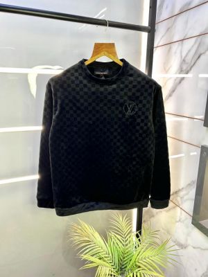 Loui_Vuitton Velvet Black Imported Super Premium Sweatshirts F1084-BL