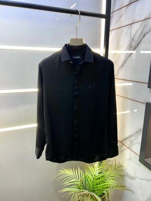 Balmai  Paris Logo Black Premium Shirt With Brand Box Packing And Carry Bag F3076-BL
