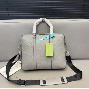 Guccci Ophidia Premium Embossed Briefcase Laptop Bag With Dust Bag (Embossed Grey - 1151)