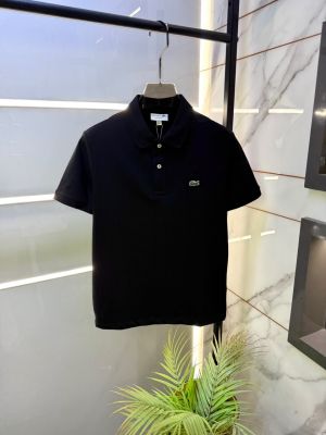 Lacost Black Polo Premium Collar Neck T-shirt F5014-BL