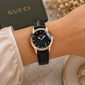 Guccci G Timeless Premium Black Leather