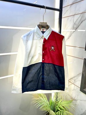 Tomm Hilfiger White Embroidery Logo Premium Oxford Lycra Shirts F2933-WH