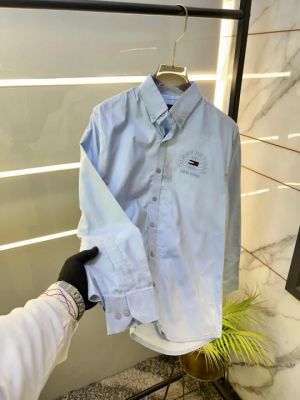 Sale Tomm_Hilfiger Sky Embroidery Logo Oxford Lycra Premium Shirts F2626-SK
