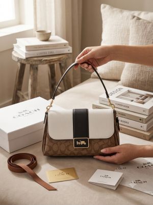 COAC_GRACE TRIPPLE PARTITION_WITH DOUBLE SHOULDER STRAP_INSIDE SWEDE LINING WITH BOX 6530