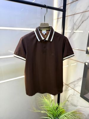 Burberr  Brown Polo Premium Collar Neck T-shirt With Brand Carry Bag F5055-BR