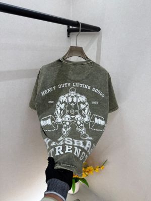 Gym Shark Acid Wash Green Oversized Premium Round Neck T-shirt F3941-GR
