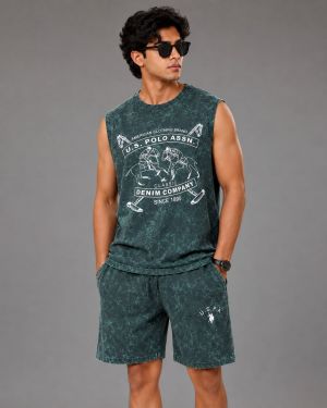 US POLO IMPORTED FABRIC ACID WASH VERY PREMIUM SLEEVELESS CORD SET CS411