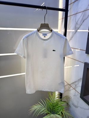 Lacost White Round Neck Embroidery Logo Premium Polo T-shirt F5069-WH