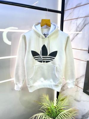 Adida  Imported White Printed Super Premium Hoodie F2975-W3