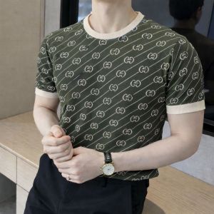 Gucc  Monogram Imported Green knitted Super Premium Round Neck T-shirt F3511-GR
