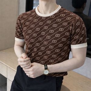 Gucc  Monogram Imported Brown knitted Super Premium Round Neck T-shirt F3511-BR