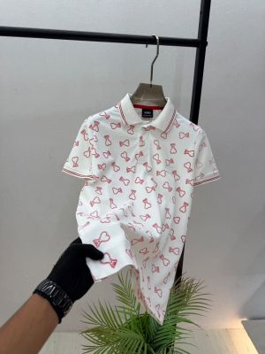 Ami Logo White Premium Polo Collar Neck T-shirt F3644-W1
