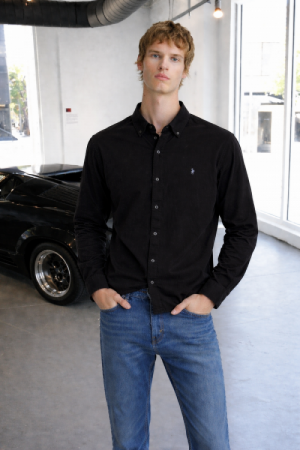 RALPx-H L-AUREN P-OLO IMPORTED STORE ARTICLE SHIRT  BLACK AND GREY
