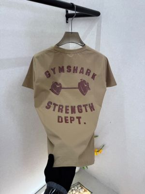 Gym Shark Premium Back Print Round Neck Khaki T-shirt F3840-KH