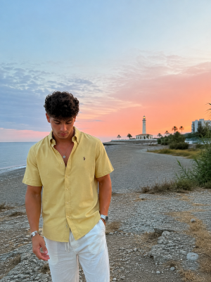 Ralp lauren Premium Half Cotton Mustard Green Shirt