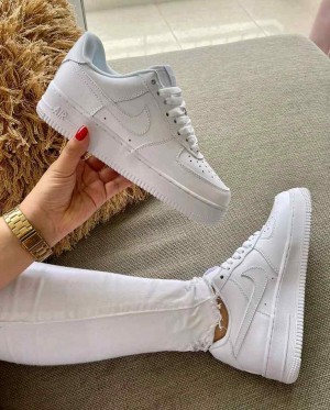 Nikee Airforce 1 White Pure Leather Ua Quality womens 1075